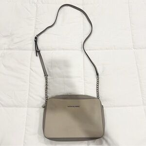 Michael Kors Jet Set Saffiano Leather Gray Crossbody Bag